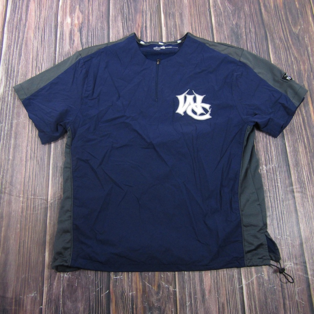 DeMarini‎ BP Jacket Mens M Blue 1/4 Zip Windbreaker Short Sleeve Baseball Top